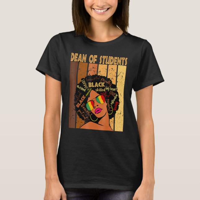 Dean of Studenter Afro African American Black Hist T Shirt (Framsida)
