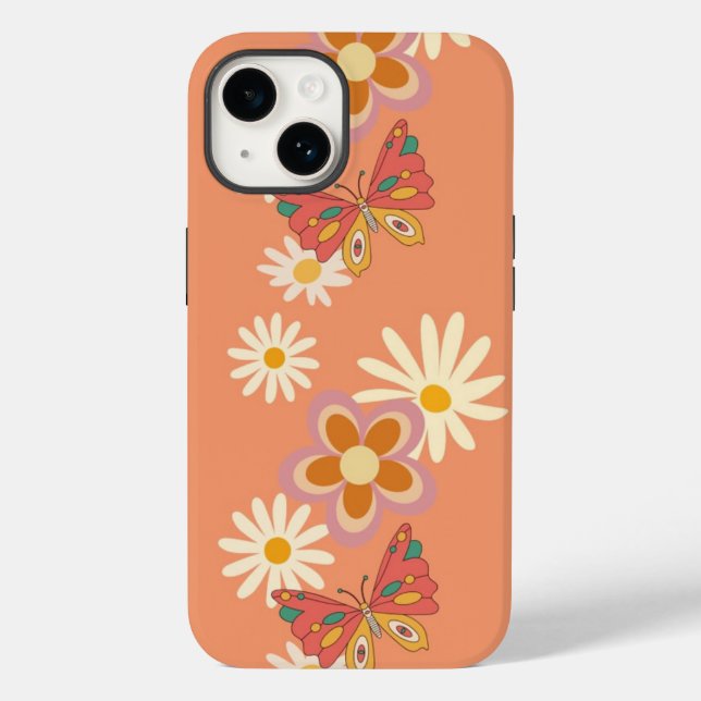 Deanna Day Phone Case Blommigt Butterfly Oran för  (Baksida)