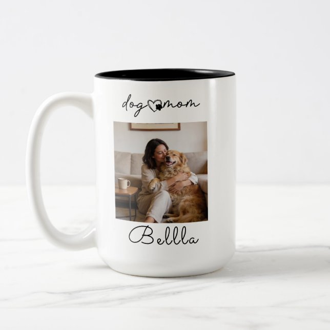 Dear Dog Mom – Funny Pet Mom , Cute Mother’s Day Två-Tonad Mugg (Vänster)