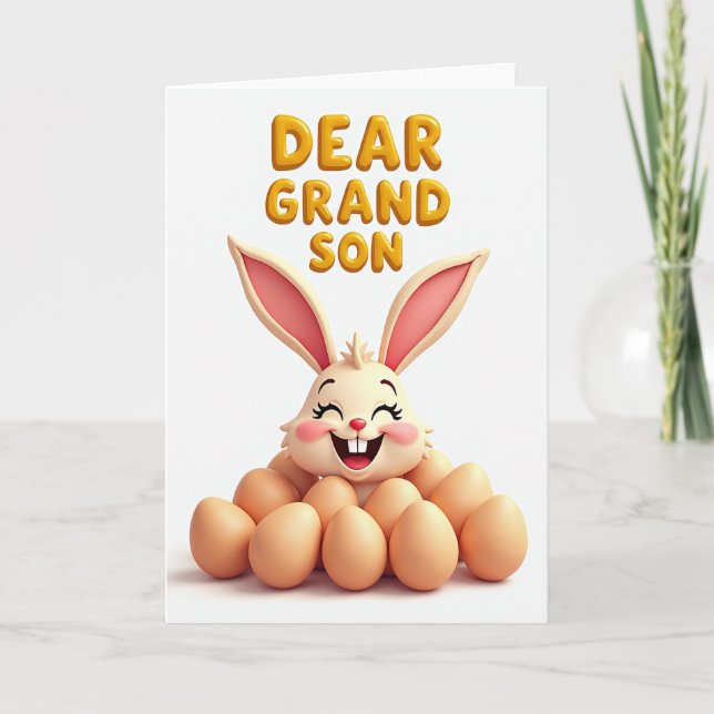 Dear Grandson Rabbit Art Card Kort (Framsida)