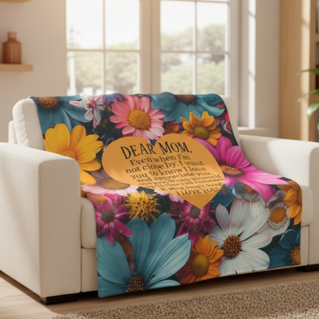 Dear Mom Floral Fleece Blanket Love Gift (Skapare uppladdad)