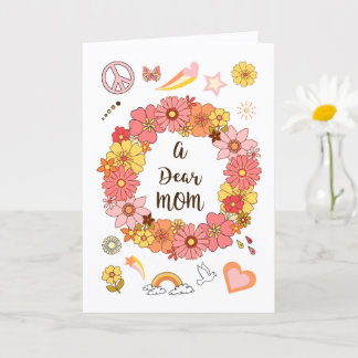 Dear Mom Mother's Day Peace & Love Card         Kort
