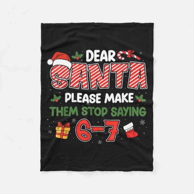 Dear Santa 67 Funny Christmas Six Seven 6-7 Men Wo Fleecefilt (Framsidan)