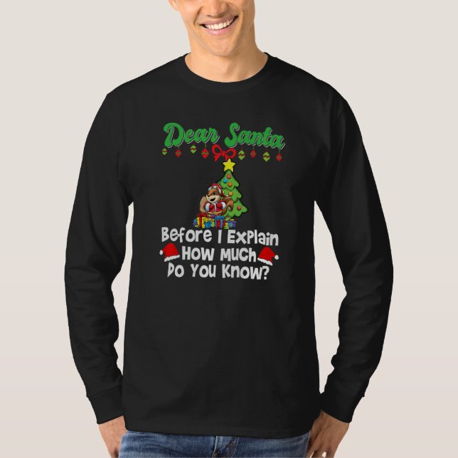 Dear Santa Before I Explain How Much Do You Know P T Shirt (Framsida)