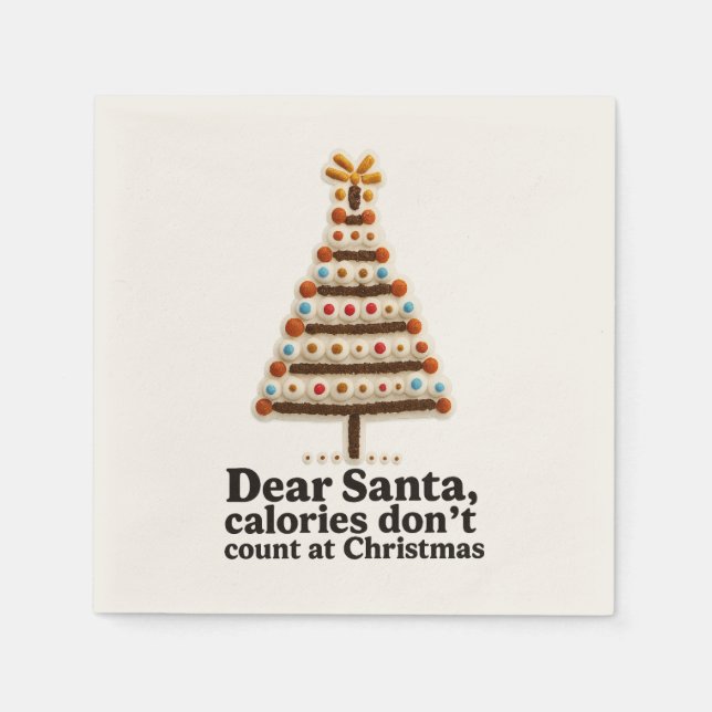 🍪 Dear Santa... Calories Don’t Count Napkins 🎄🎅 Pappersservett (Framsidan)