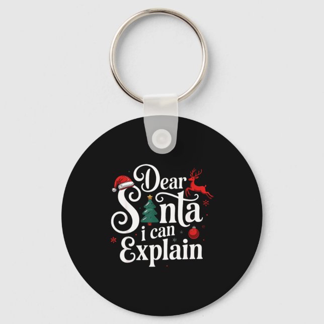 Dear Santa Can Explain Funny Christmas Kids Adults Nyckelring (Framsida)