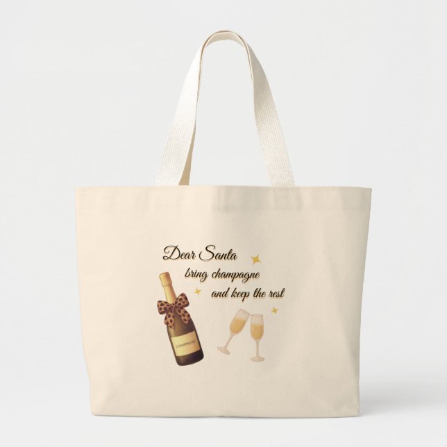Dear Santa Champagne Design Jumbo Tygkasse (Framsidan)