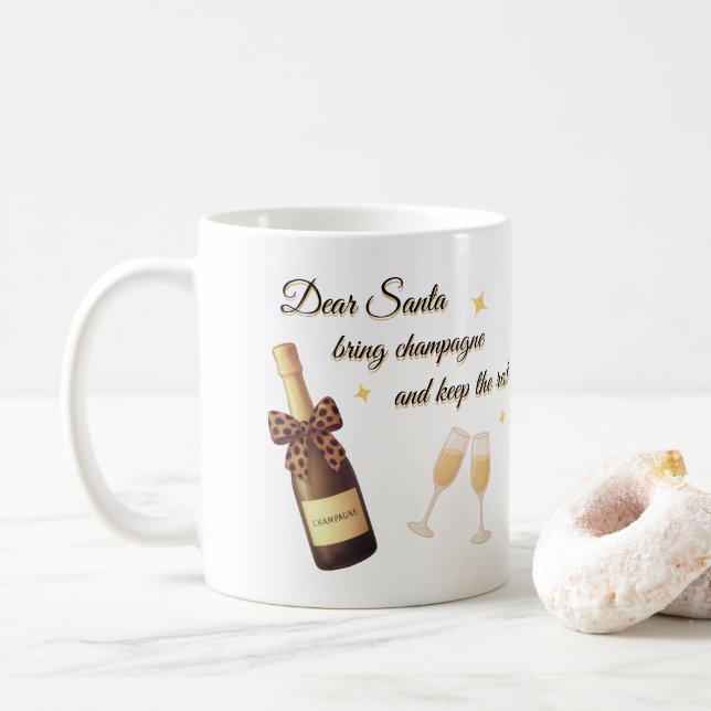 Dear Santa Champagne Design Kaffemugg (Med munk)