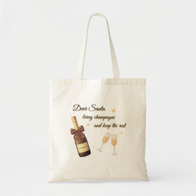 Dear Santa Champagne Design Tygkasse (Framsidan)