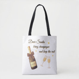Dear Santa Champagne Design Tygkasse