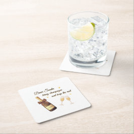 Dear Santa Champagne Design Underlägg Papper Kvadrat