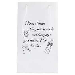 Dear Santa Champagne & Diamonds Line Art Design