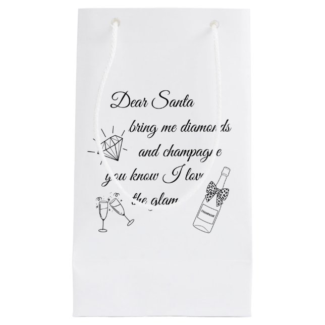 Dear Santa Champagne & Diamonds Line Art Design (Framsidan)