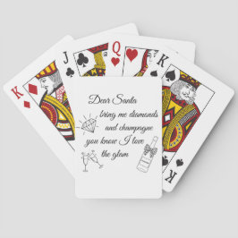 Dear Santa Champagne & Diamonds Line Art Design Casinokort