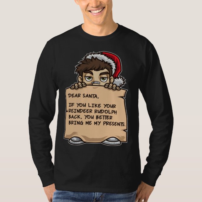 Dear Santa  Christmas Elf Xmas Holiday Humor T Shirt (Framsida)