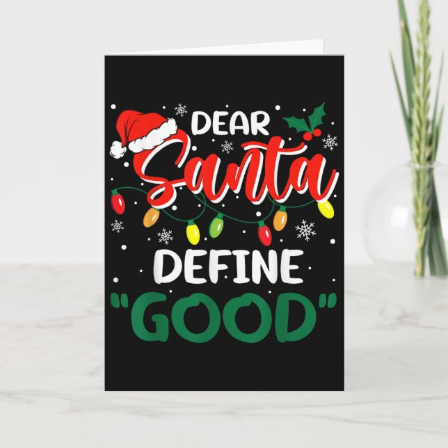 Dear Santa Define Good Christmas Family Matching  Kort (Framsida)