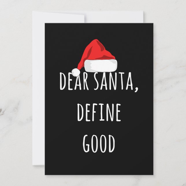 Dear Santa Define Good Funny Christmas Kort (Framsida)
