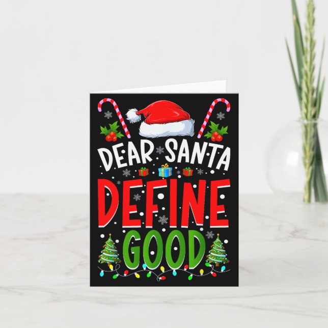 Dear Santa Define Good Matching Christmas Family S Kort (Framsida)