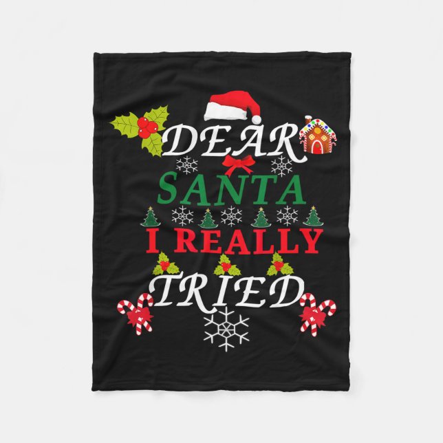Dear Santa Funny Christmas Meme Family Xmas Pajama Fleecefilt (Framsidan)