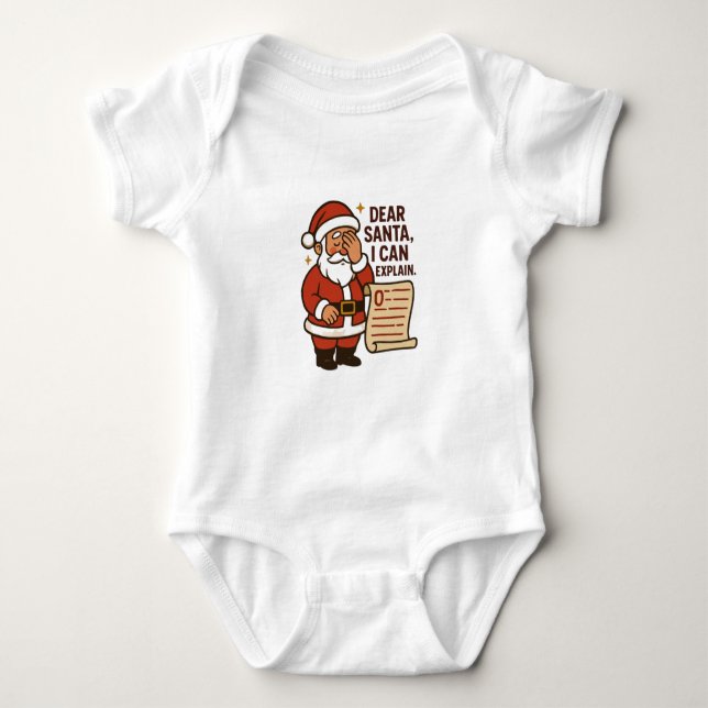 Dear Santa, I Can Explain Baby Bodysuit T Shirt (Framsida)