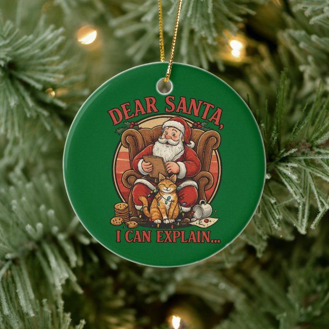 Dear Santa I Can Explain Ceramic Ornament (Träd)
