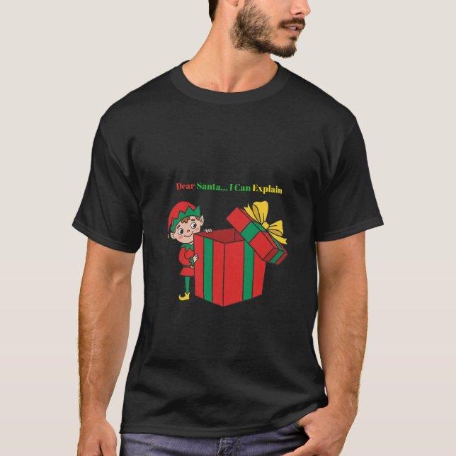 Dear Santa… I Can Explain – Elf Trouble Tee (Framsida)