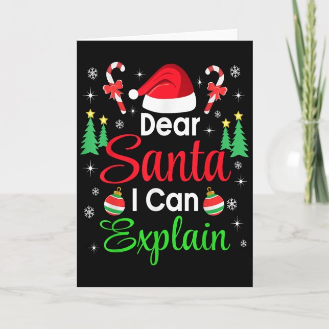 Dear Santa I Can Explain Family Christmas Men Wome Kort (Framsida)