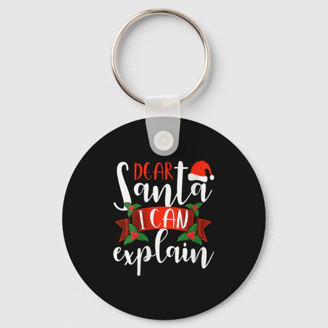 Dear Santa I Can Explain Funny Christmas Decoratio Nyckelring (Framsida)