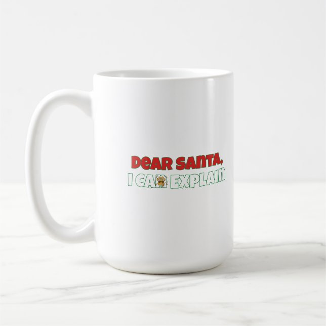 Dear Santa, I Can Explain  Funny Christmas Kaffemugg (Vänster)