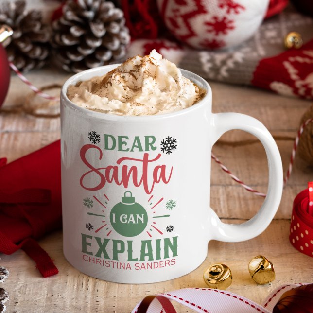 Dear Santa I can Explain Funny Christmas Kaffemugg (Skapare uppladdad)