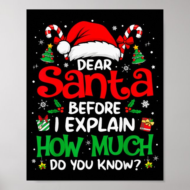 Dear Santa I Can Explain Funny Christmas Men Women Poster (Framsidan)