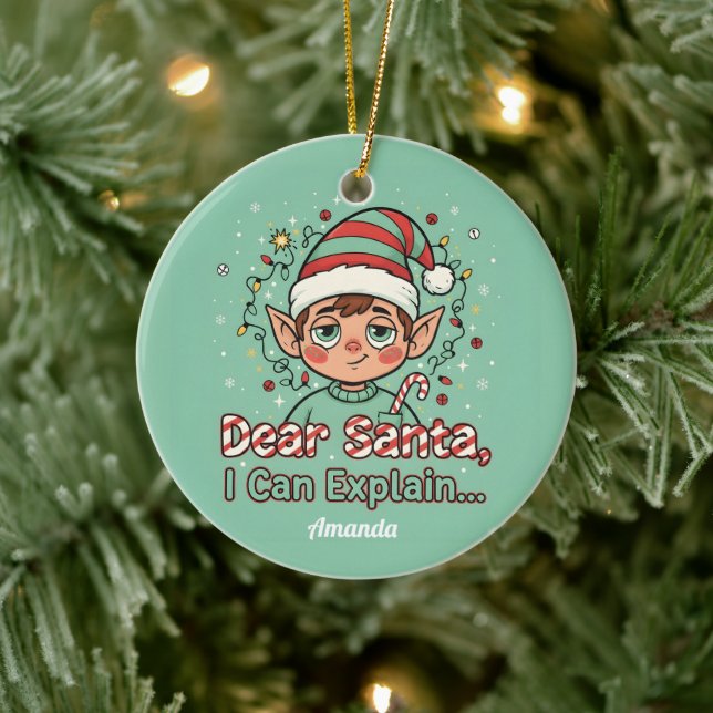 Dear Santa I Can Explain Funny Christmas Ornament (Träd)