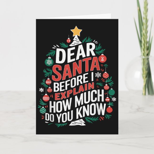 Dear Santa I Can Explain Funny Christmas Pjs Tree  Kort (Framsida)