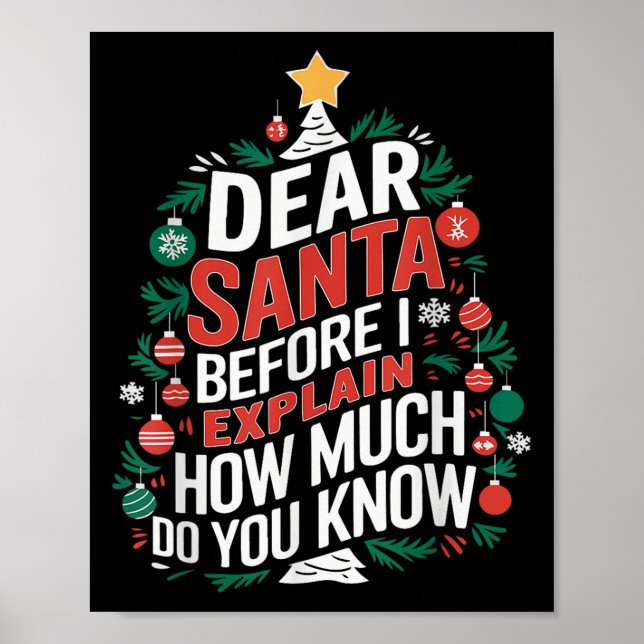 Dear Santa I Can Explain Funny Christmas Pjs Tree  Poster (Framsidan)