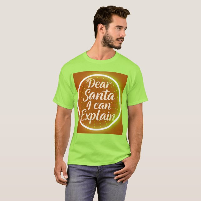  Dear Santa I Can Explain – Funny Christmas Typogr T Shirt (Hel framsida)