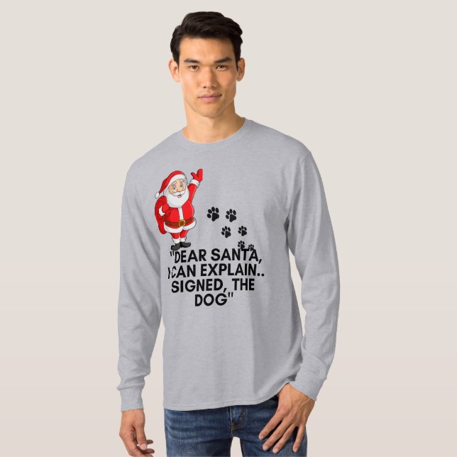 Dear Santa I Can Explain Funny Dog Christmas Mug T Shirt (Hel framsida)