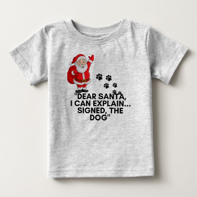 Dear Santa I Can Explain Funny Dog Christmas Mug T Shirt (Framsida)