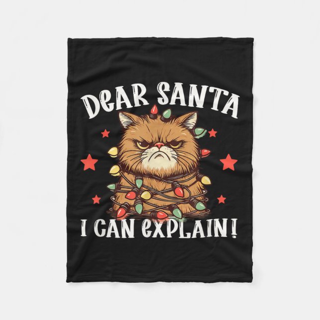 Dear Santa I Can Explain The Cat Did It Funny Chri Fleecefilt (Framsidan)