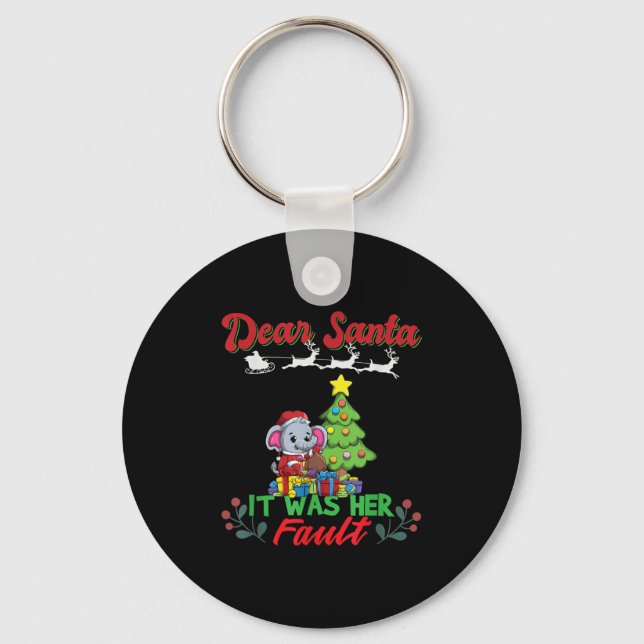 Dear Santa It Was Her Fault Siblings Matching Xmas Nyckelring (Framsida)