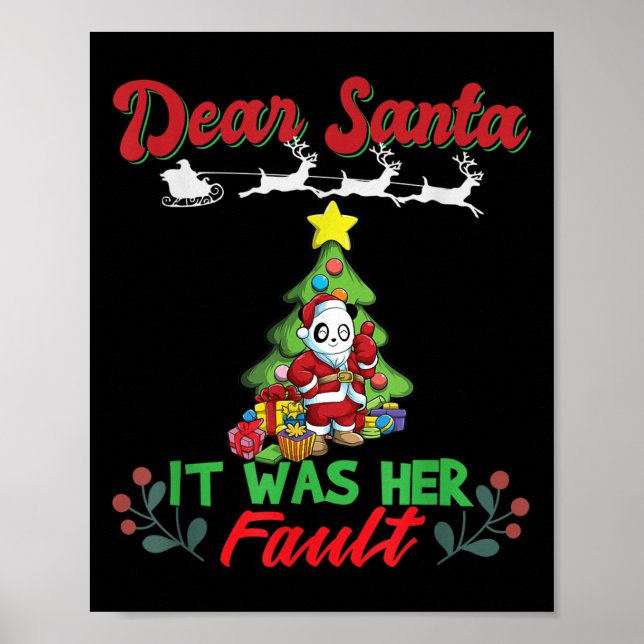Dear Santa It Was Her Fault Siblings Matching Xmas Poster (Framsidan)