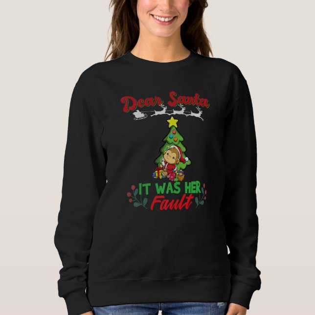 Dear Santa It Was Her Fault Siblings Matching Xmas T Shirt (Framsida)