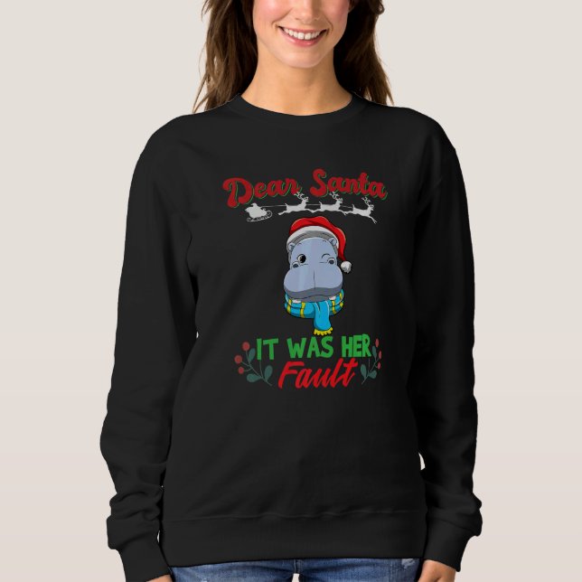 Dear Santa It Was Her Fault Siblings Matching Xmas T Shirt (Framsida)