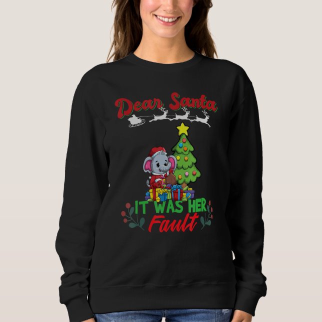 Dear Santa It Was Her Fault Siblings Matching Xmas T Shirt (Framsida)