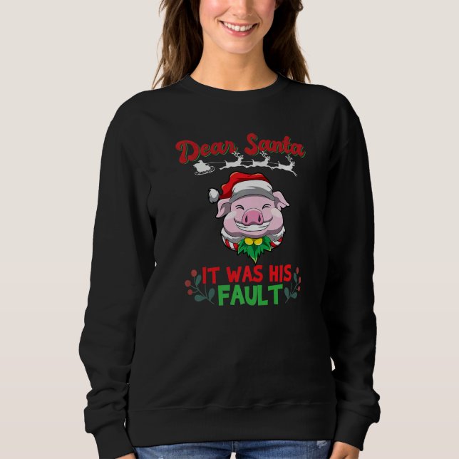 Dear Santa It Was His Fault Siblings Matching Xmas T Shirt (Framsida)