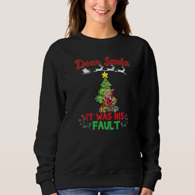 Dear Santa It Was His Fault Siblings Matching Xmas T Shirt (Framsida)
