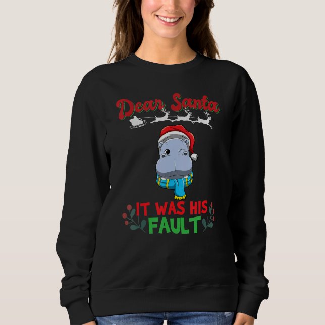 Dear Santa It Was His Fault Siblings Matching Xmas T Shirt (Framsida)