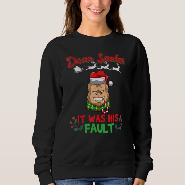 Dear Santa It Was His Fault Siblings Matching Xmas T Shirt (Framsida)