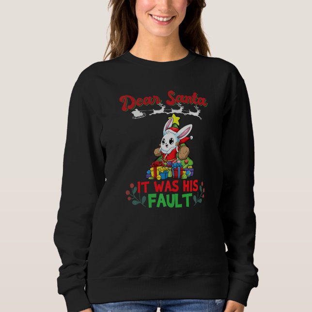 Dear Santa It Was His Fault Siblings Matching Xmas T Shirt (Framsida)
