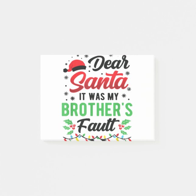 Dear Santa It Was My Brother's Fault Kids Funny Ch Post-it Block (Framsida)