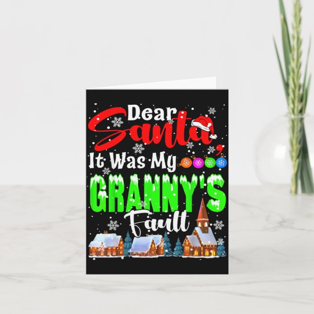 Dear Santa It Was My Granny's Fault Santa Naughty  Kort (Framsida)